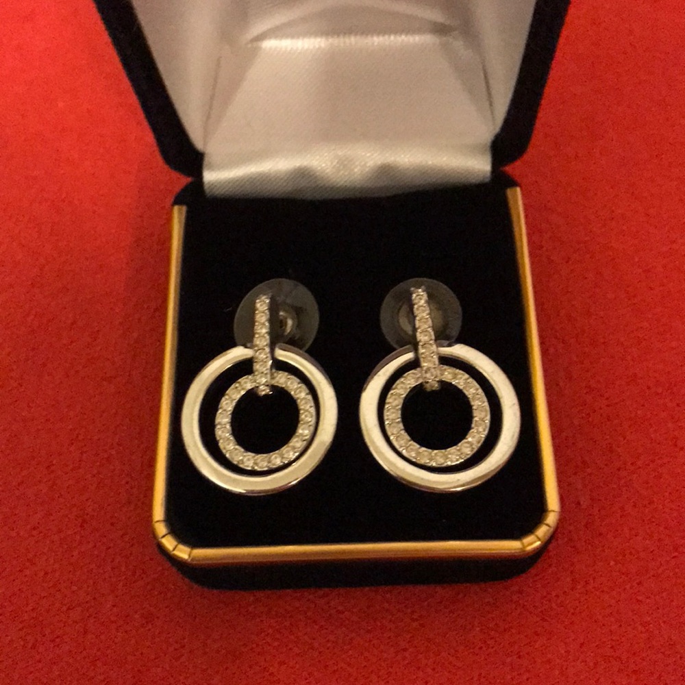 Beautiful silver diamond earrings